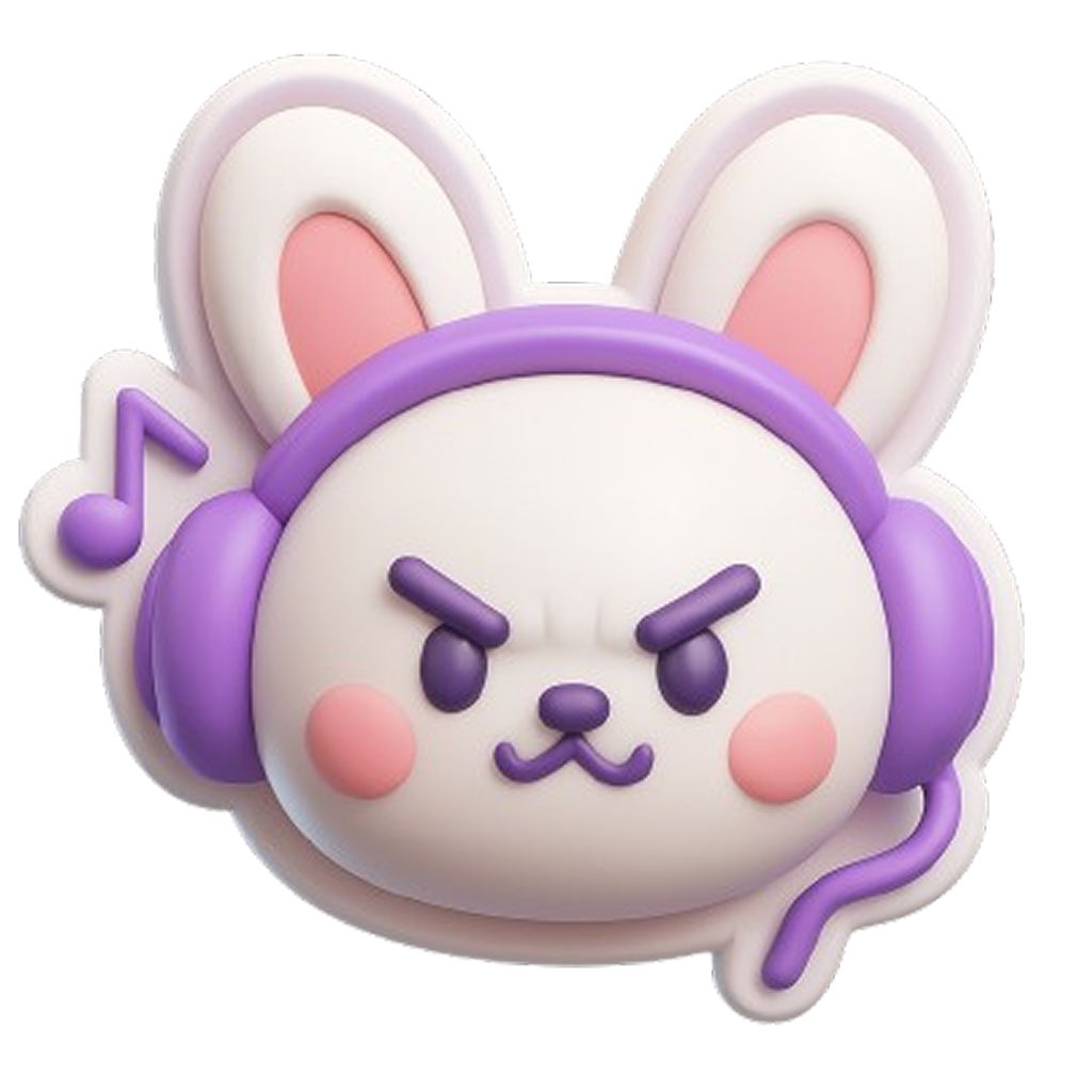 Ícone do app TokkiBuddy — mascote coelho com fones de ouvido roxos